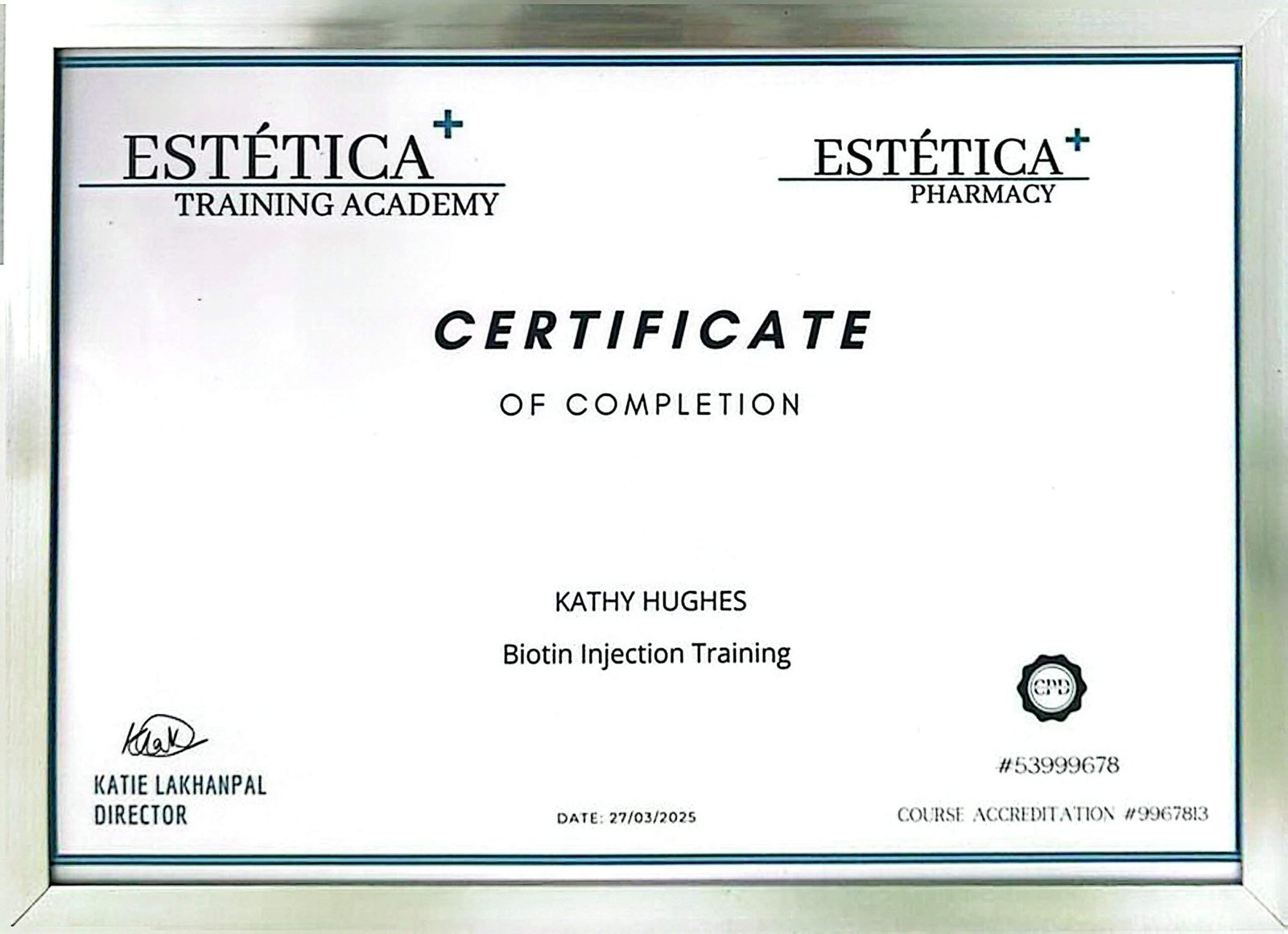 biotin injection training certification from estetica training academy