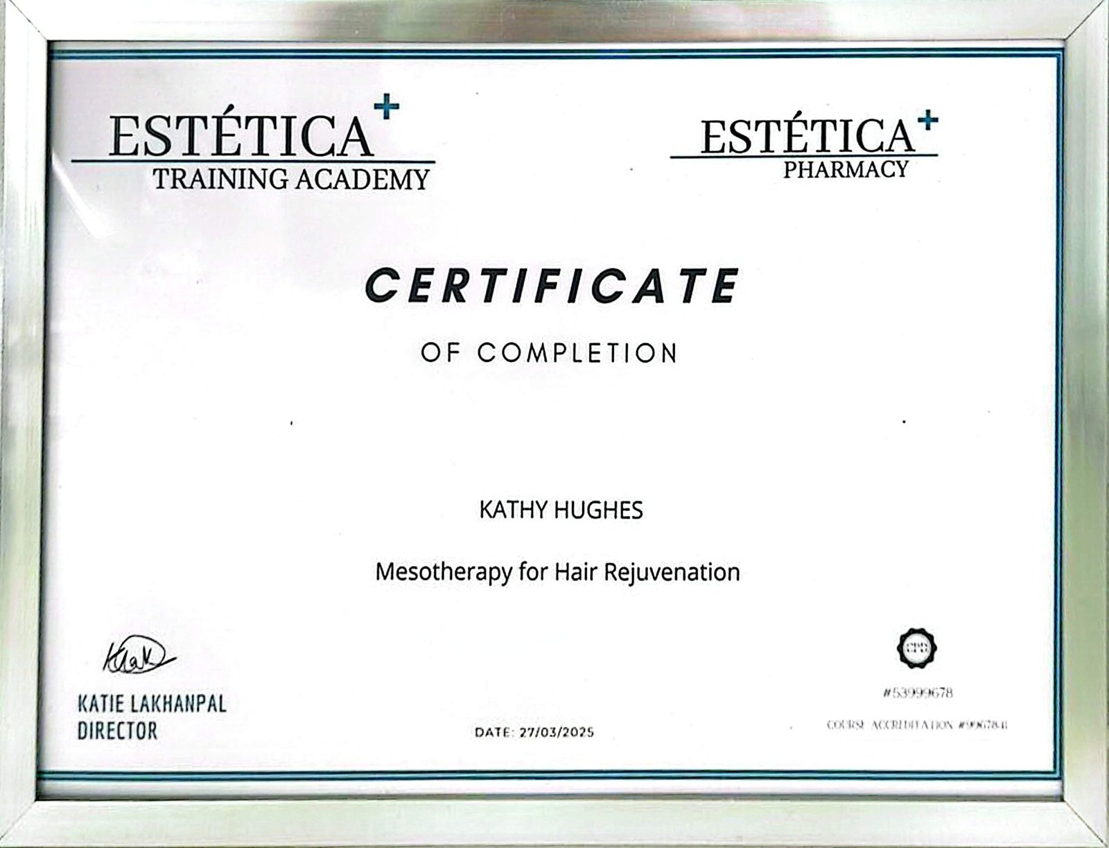 mesotherapy for hair certification from estetica training academy